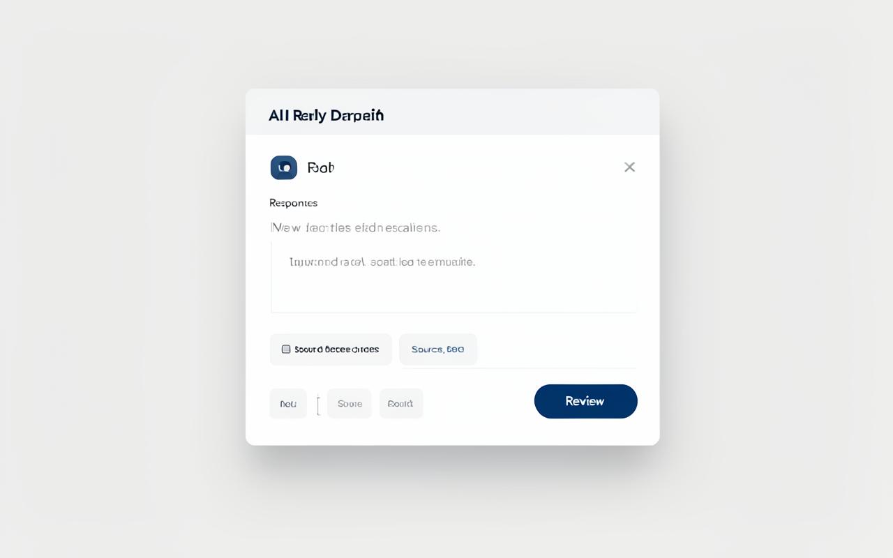AI reply draft with the sources it used shown beneath it and a review step before sending